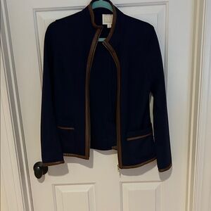 Sail to Sable Navy Blazer with Brown Trim